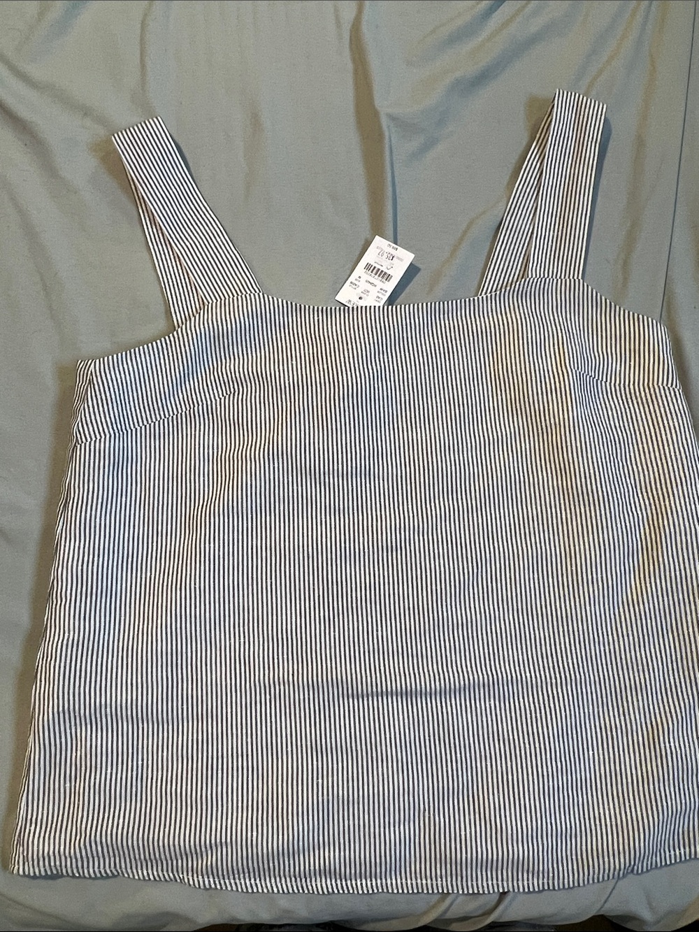 J. Crew Blue and White Striped Square-Neck Camisole